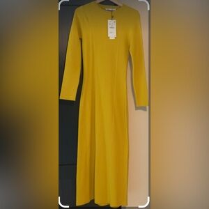 Zara Vibrant Yellow Long Sleeve Dress